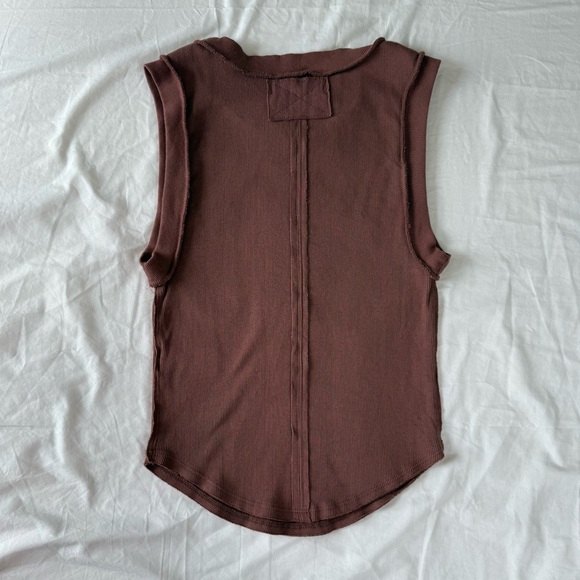 We The Free by Free People Brown Ribbed Tank Top Size Medium Sleeveless Stretch - Picture 2 of 7